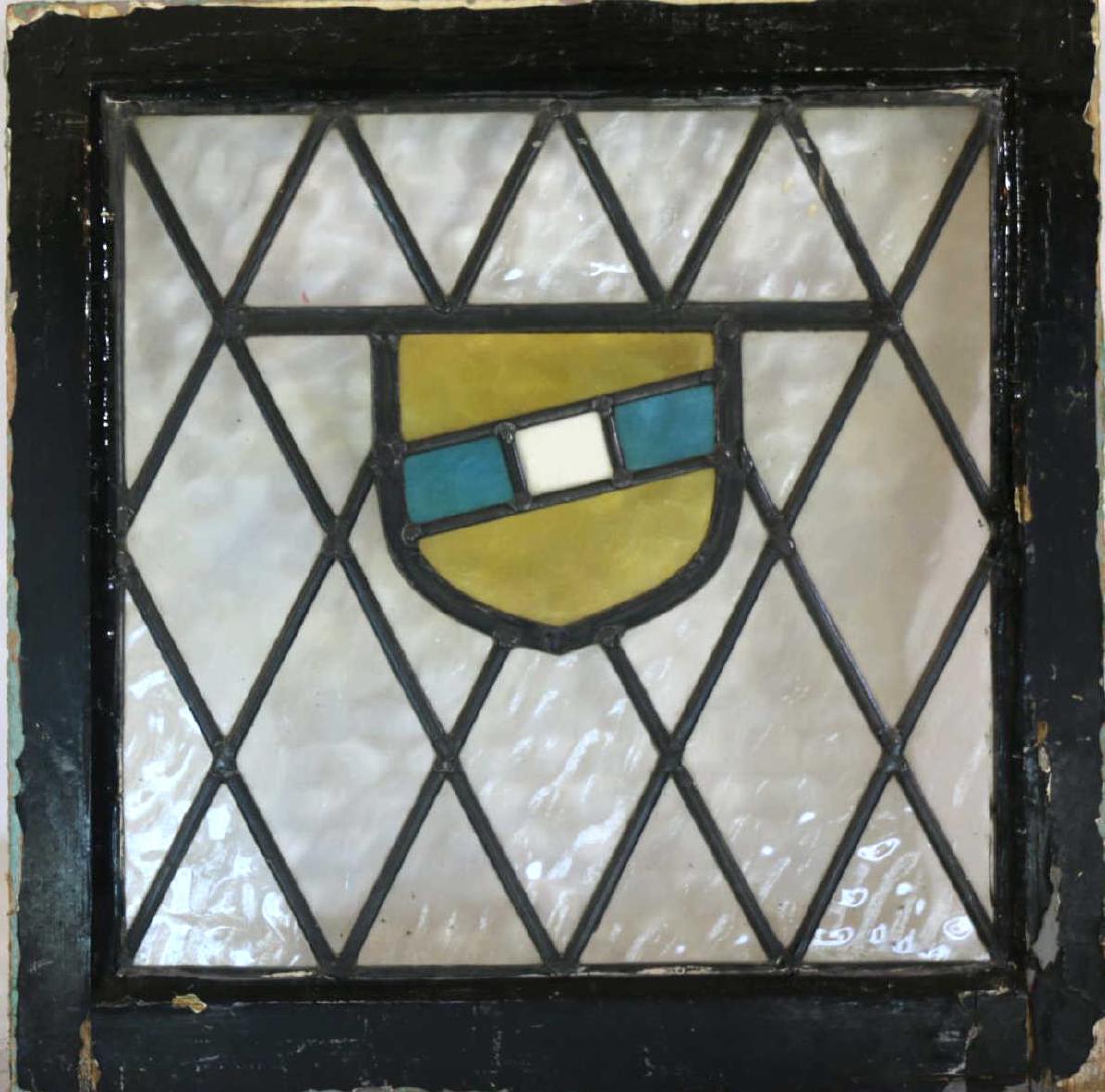 ENGLISH ANTIQUE 21" SQUARE STAINED GLASS PANEL SET: ENGLISH ANTIQUE 21" SQUARE STAINED GLASS PANEL SET