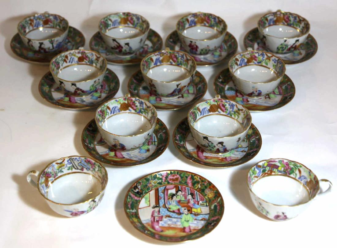 CHINESE ROSE MANDARIN TEA CUPS AND SAUCER GROUP (1 of 8)