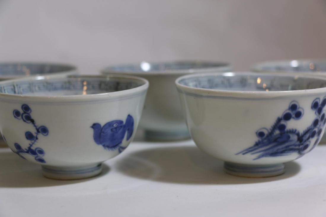 CHINESE 19TH C. ANTIQUE BLUE & WHITE TEA CUPS (1 of 11)