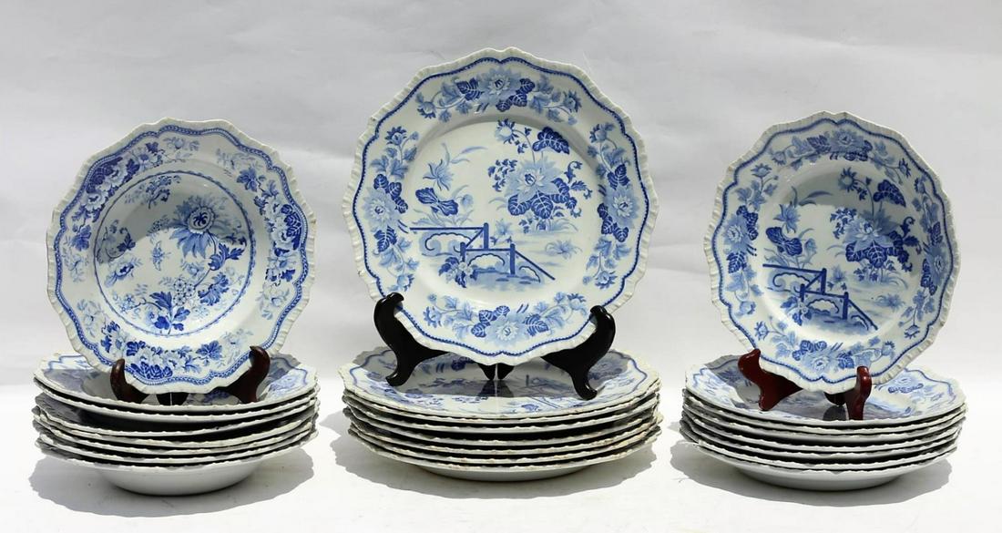 ENGLISH ANTIQUE HICKS & MEIGH STONEWARE GROUPING: ANTIQUE HICKS & MEIGH STONEWARE, CIRCA 1806-1822, PIECES MEASURE 10 1/2" , 9", AND 8 1/2" DIAMETER