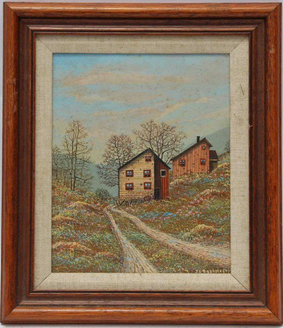 J.L. EGENSTAFER (B. 1943) FARM LANDSCAPE PAINTING: JOHN LEWIS EGENSTAFER, AMERICAN, B. 1943, SIGNED LANDSCAPE