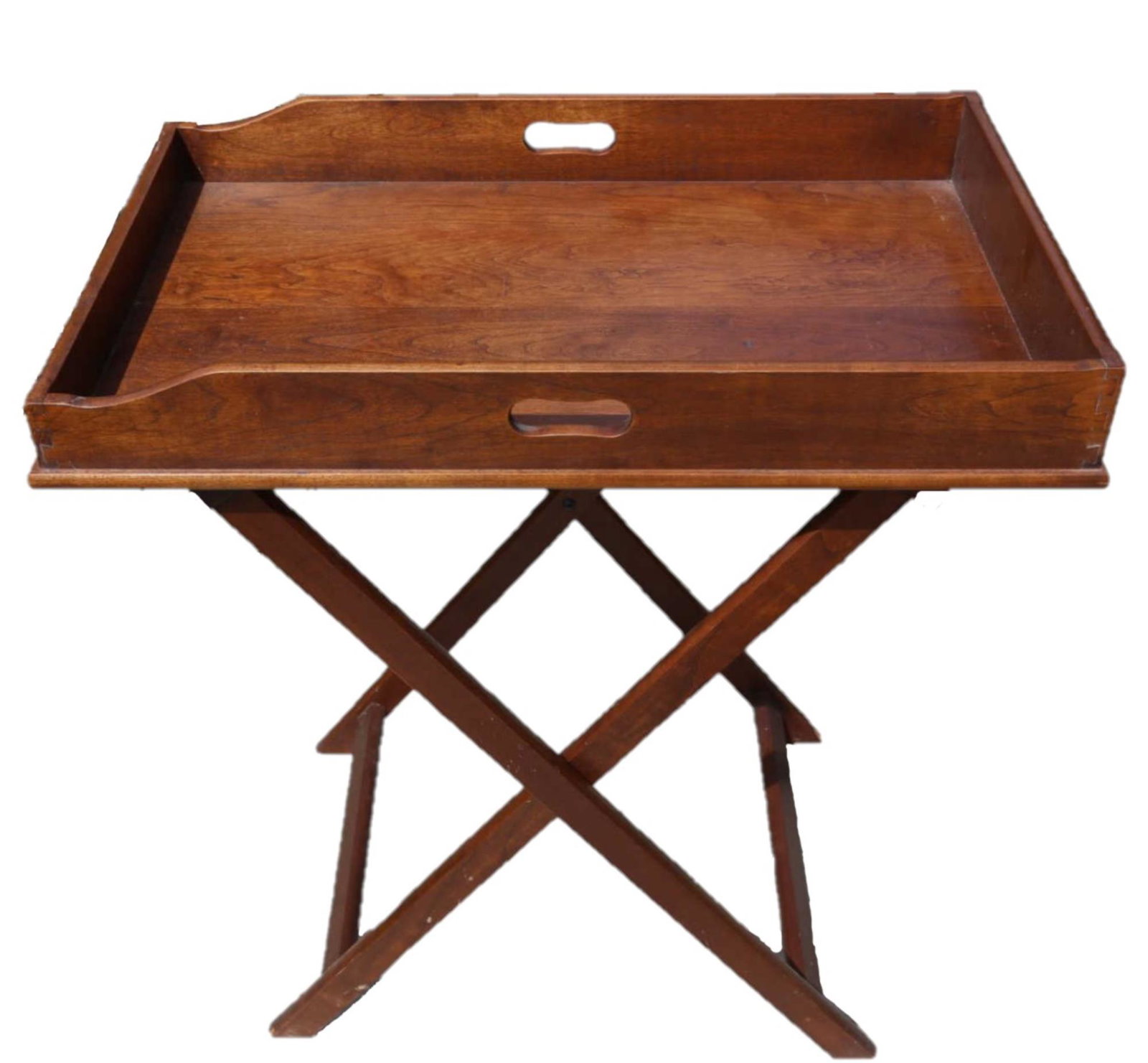 ENGLISH MAHOGANY TRAY TABLE ON STAND: ENGLISH MAHOGANY TRAY TABLE ON STAND