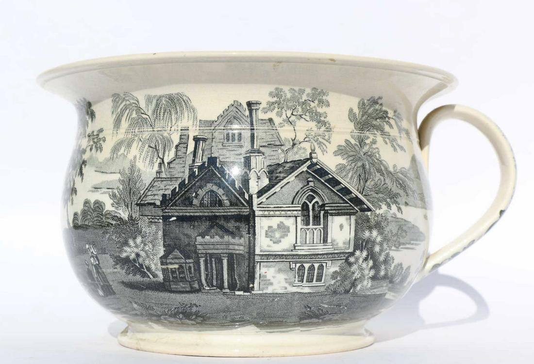 19TH C ENGLISH STAFFORDSHIRE BED POT: W SMITH ENGLISH 19TH C STAFFORDSHIRE BED POT, NOTE--SMITH FAKED WEDGEWOOD STAFFORDSHIRE AND WAS EJECTED FROM THE UK