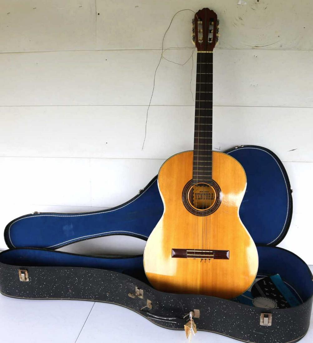 Vintage Ventura Inlaid Classical Guitar With Case