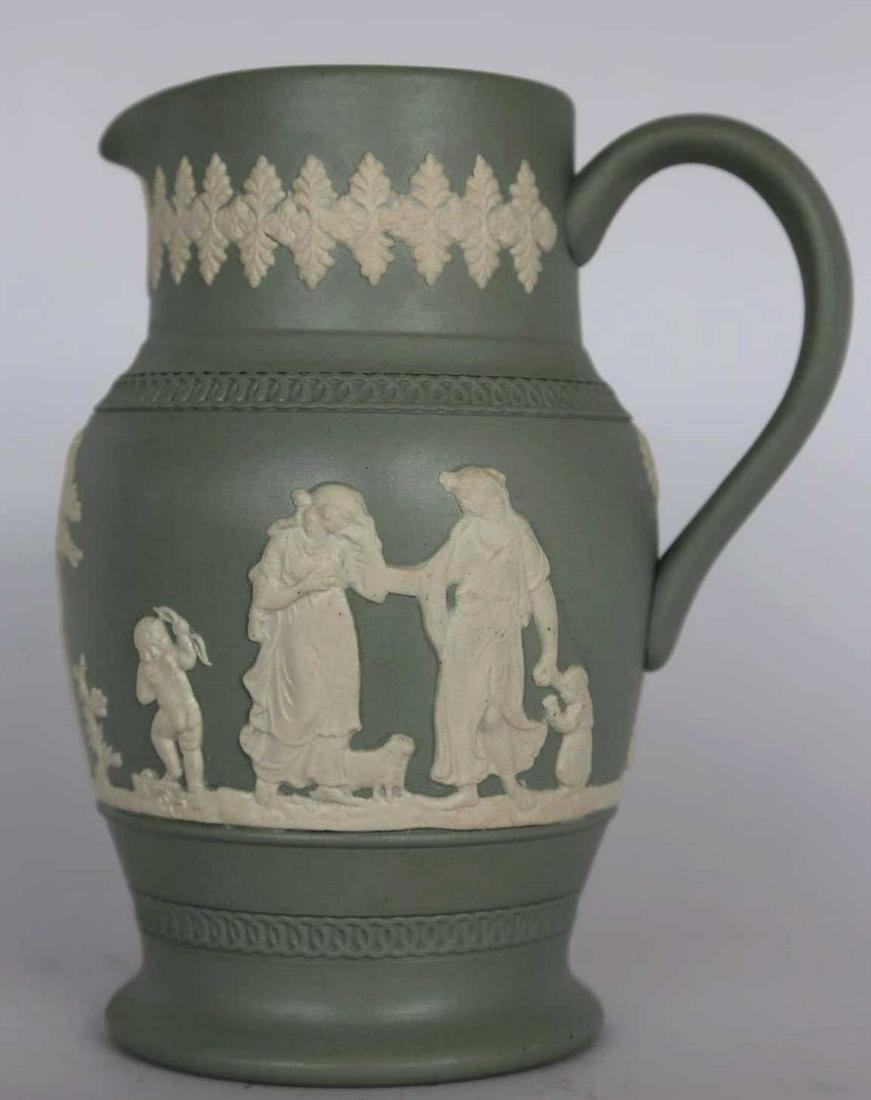 ENGLISH ANTIQUE JASPER WARE PITCHER: ENGLISH ANTIQUE JASPER WARE PITCHER