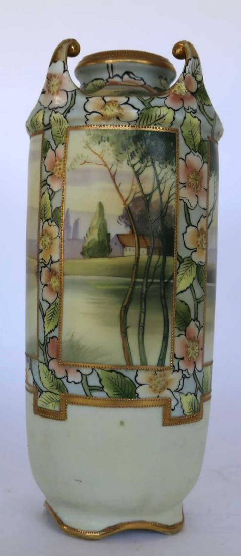 NIPPON 11" JAPANESE ANTIQUE HAND PAINTED VASE: NIPPON 11" JAPANESE ANTIQUE HAND PAINTED VASE