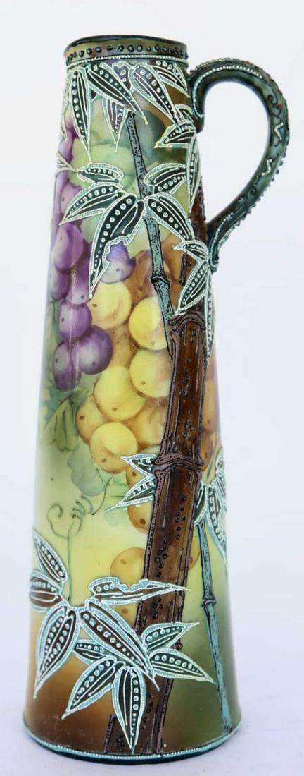 NIPPON JAPANESE HAND PAINTED 11.5" TALL EWER: NIPPON JAPANESE HAND PAINTED 11.5" TALL EWER