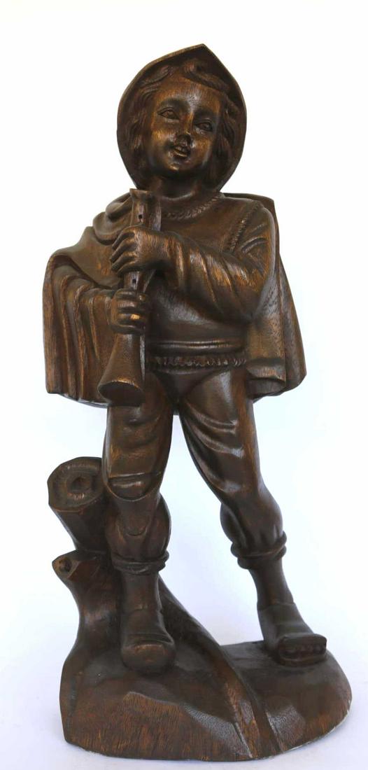 SWISS ANTIQUE FIGURAL CARVING: SWISS ANTIQUE FIGURAL CARVING 20 X 10 X 6"