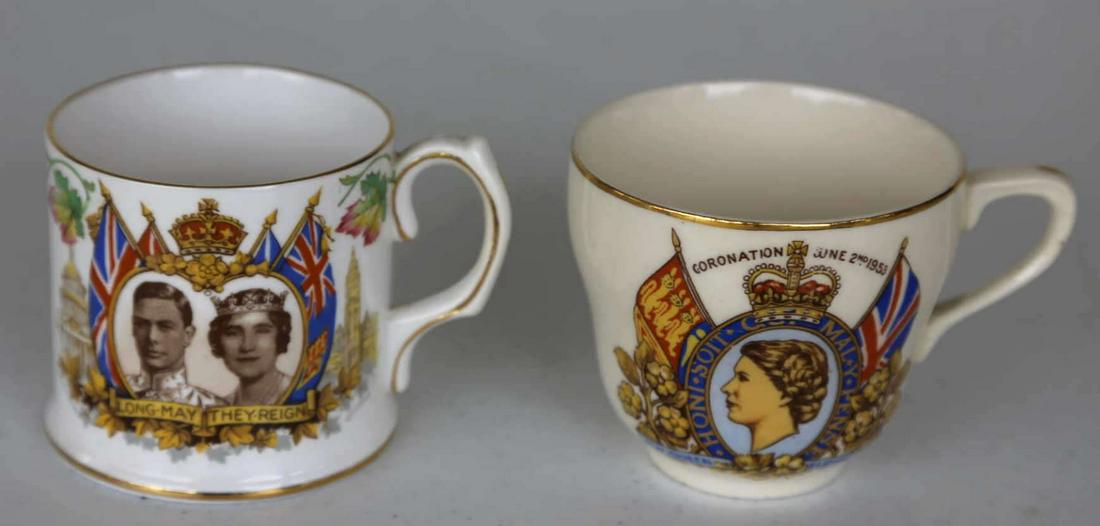 ENGLISH ANTIQUE CORONATION TEA CUPS: ENGLISH ANTIQUE CORONATION TEA CUPS