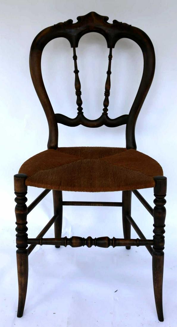AMERCIAN VICTORIAN ANTIQUE RUSH SEAT SIDE CHAIR: AMERCIAN VICTORIAN ANTIQUE RUSH SEAT SIDE CHAIR