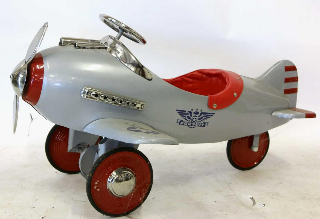 VINTAGE SILVER PURSUIT METAL AIRPLANE PEDAL CAR Nov 02, 2019