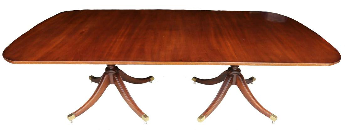 ENGLISH FINE MAHOGANY 8 FT DOUBLE PEDESTAL TABLE: ENGLISH FINE MAHOGANY 8 FT DOUBLE PEDESTAL DINING TABLE