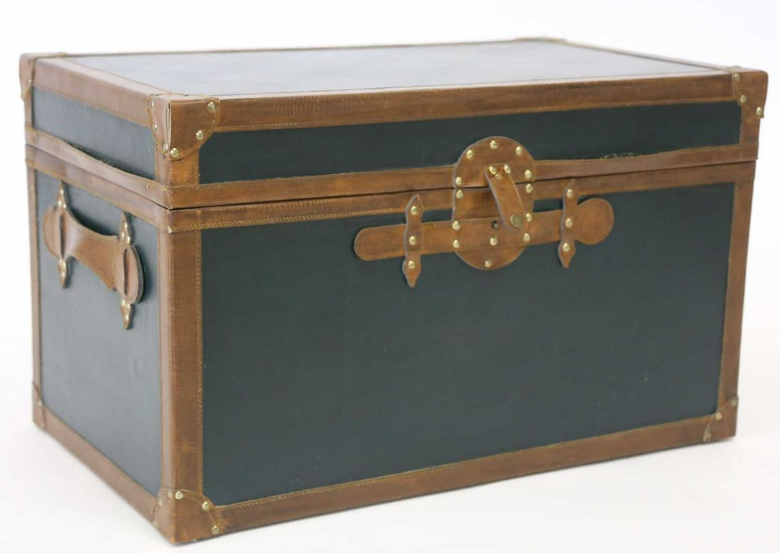 RALPH LAUREN STYLE LEATHER TRIMMED TRUNK: RALPH LAUREN STYLE LEATHER TRIMMED TRUNK