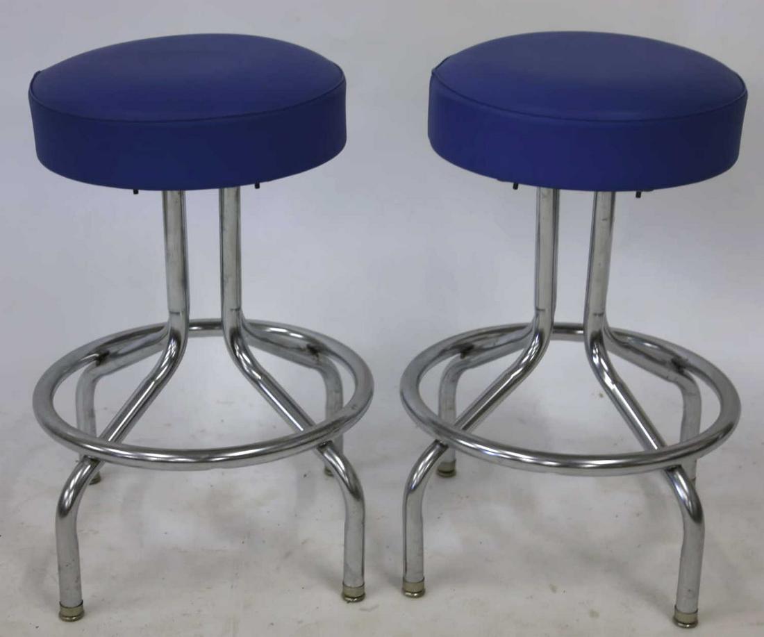 MODERN CHROME BASE VINTAGE STYLE BAR STOOLS: MODERN CHROME BASE VINTAGE STYLE BAR STOOLS