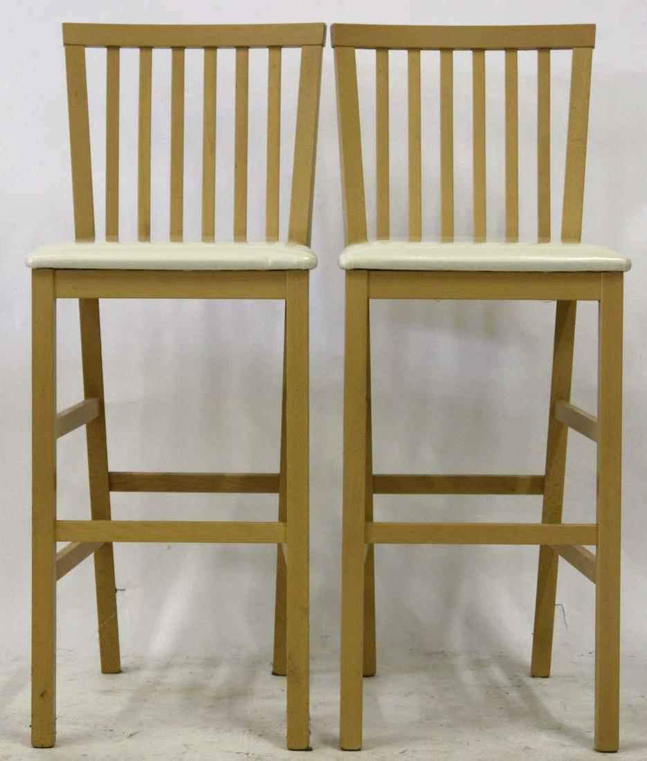 MODERN METALWORK PAIR OF BAR STOOLS: MODERN METALWORK PAIR OF BAR STOOLS