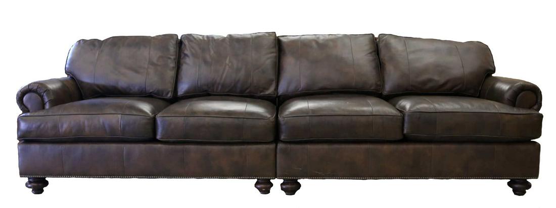 HENREDON CHOCOLATE LEATHER TWO PIECE SECTIONAL: HENREDON CHOCOLATE LEATHER TWO PIECE SECTIONAL 36 X 61 X 33 EACH