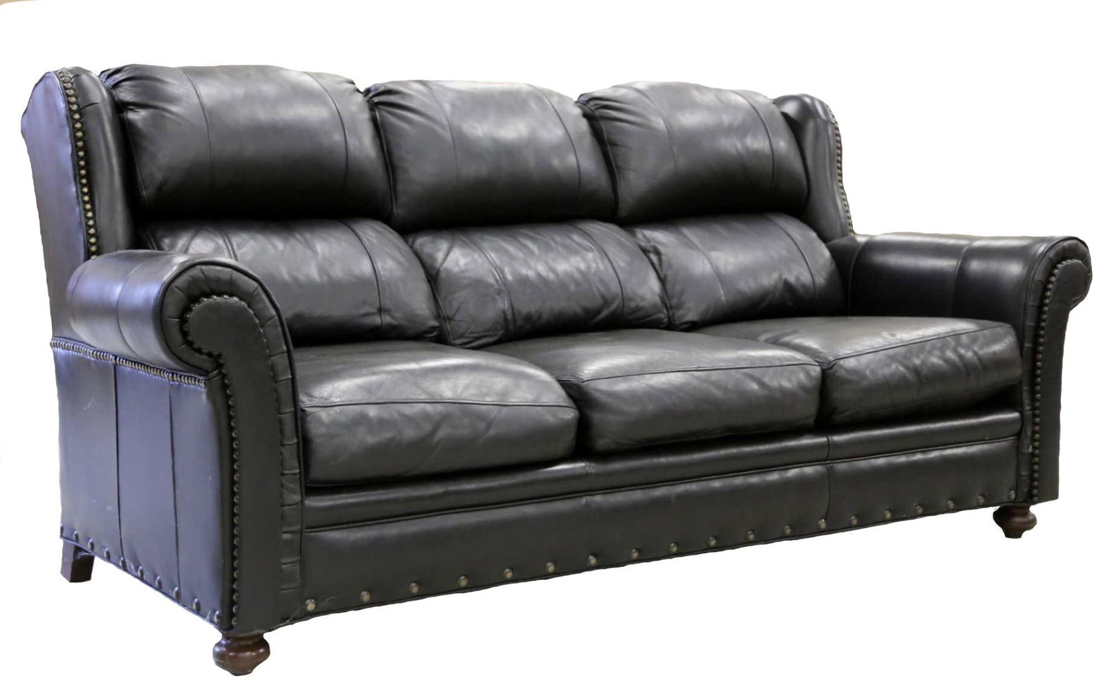 BRADINGTON-YOUNG NAIL TRIMMED FINE LEATHER SOFA: BRADINGTON-YOUNG NAIL TRIMMED FINE LEATHER SOFA