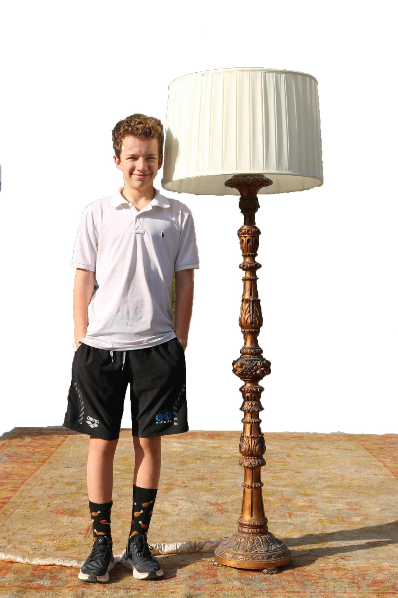 ITALIAN ANTIQUE HAND CARVED TORCHIERE LAMP: 18TH /19TH C. ITALIAN HAND CARVED TORCHIERE LAMP FROM A PALM BEACH ESTATE