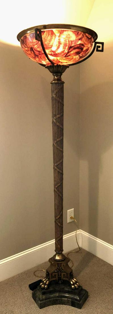 MAITLAND SMITH MARBLE BASE FAUX TORTOISE FLOORLAMP: MAITLAND SMITH MARBLE BASE FAUX TORTOISE FLOOR LAMP