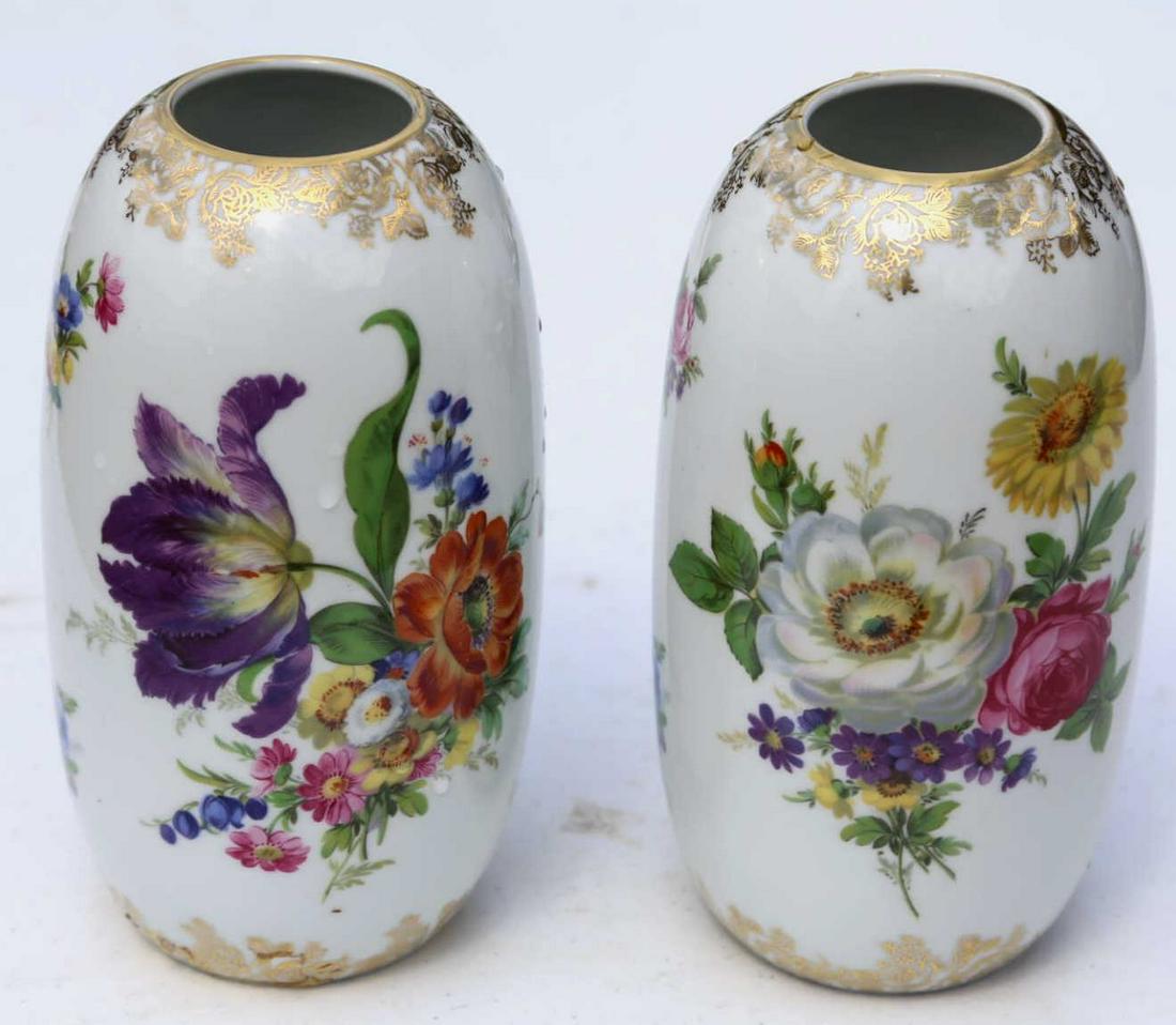 ROYAL KPM FLORAL PORCELAIN VASES: ROYAL KPM FLORAL PORCELAIN VASES