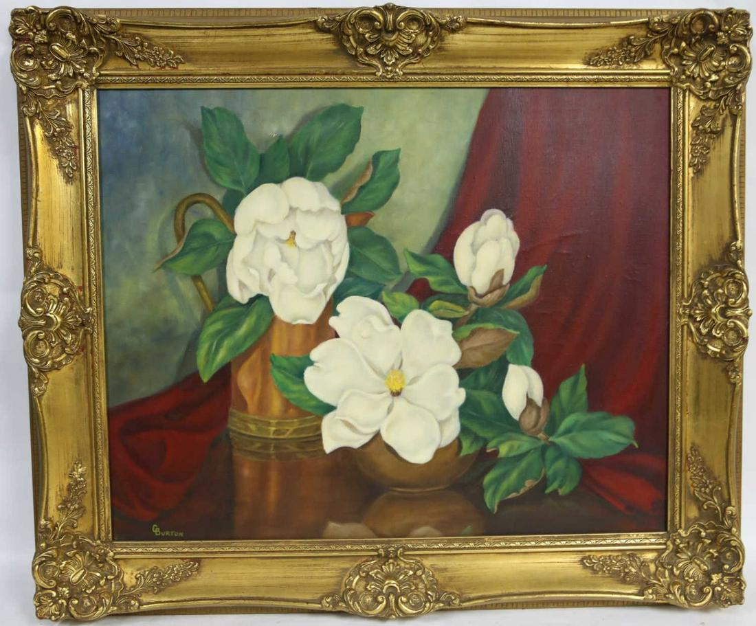 CORRILLE T BURTON (AMERICAN 1906-1996) ORIGINAL: OIL ON CANVAS BY CORRILLE T. BURTON (AMERICAN) SIGNED STILL LIFE