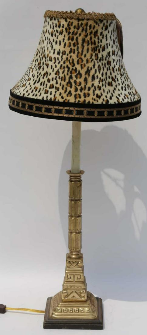 RAYMOND WAITES FOR TYNDALE FREDERICK COOPER LAMP: RAYMOND WAITES FOR TYNDALE BRONZE LAMP WITH CUSTOM SHADE