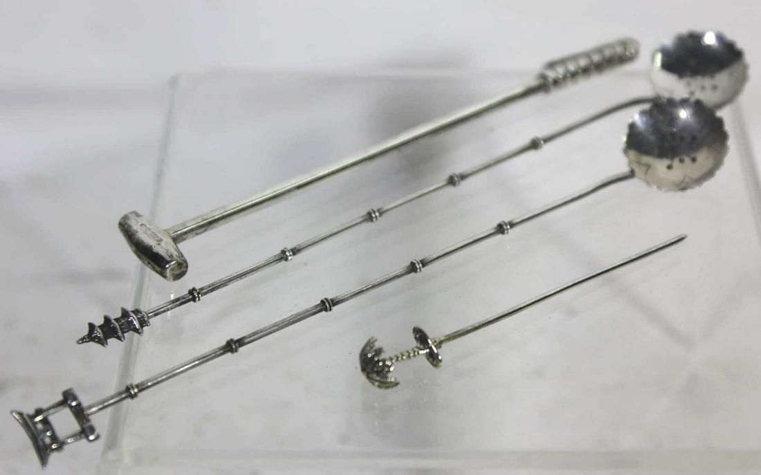 STERLING SILVER HAND CHASED STIRS & BAR SPEARS: STERLING SILVER HAND CHASED STIRS & BAR SPEARS