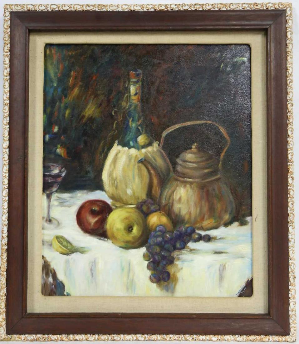 CORRILLE T BURTON OIL ON BOARD STILL LIFE: OIL ON BOARD BY CORRILLE T. BURTON STILL LIFE
