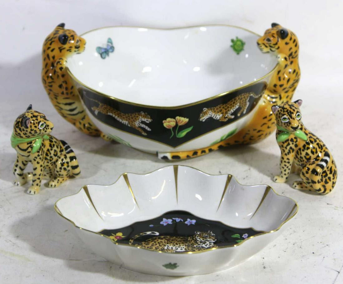 LYNN CHASE "JAGUAR JUNGLE" PORCELAIN GROUPING: LYNN CHASE "JAGUAR JUNGLE" PORCELAIN GROUPING