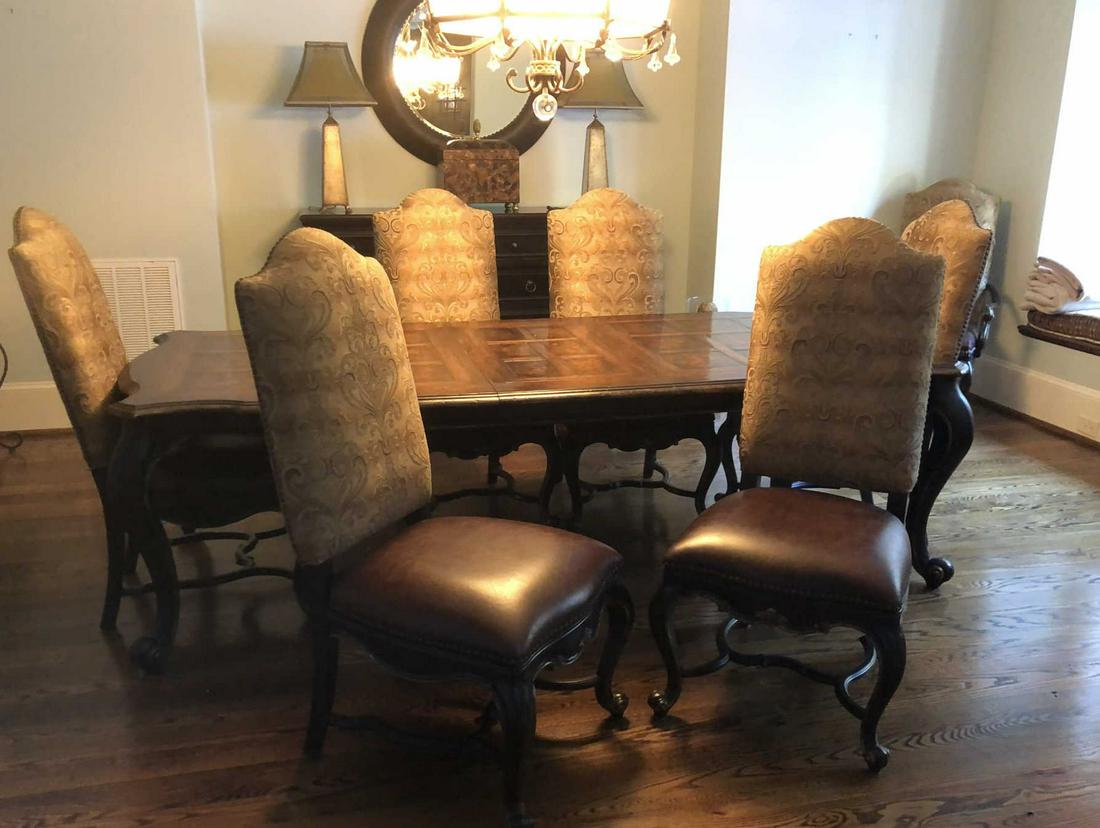 HENREDON CUSTOM UPHOLSTERED DINNING SET: HENREDON CUSTOM UPHOLSTERED DINNING SET