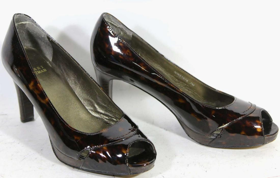STUART WEITZMAN TORTOISE PEEK-A-BOO TOE PUMPS: STUART WEITZMAN HEELS SIZE 7