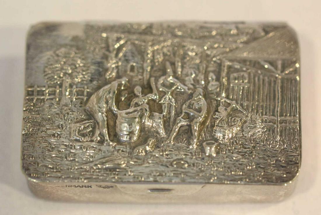 DANISH STERLING SILVER HAND CHASED PILL BOX: DANISH STERLING SILVER HAND CHASED PILL BOX