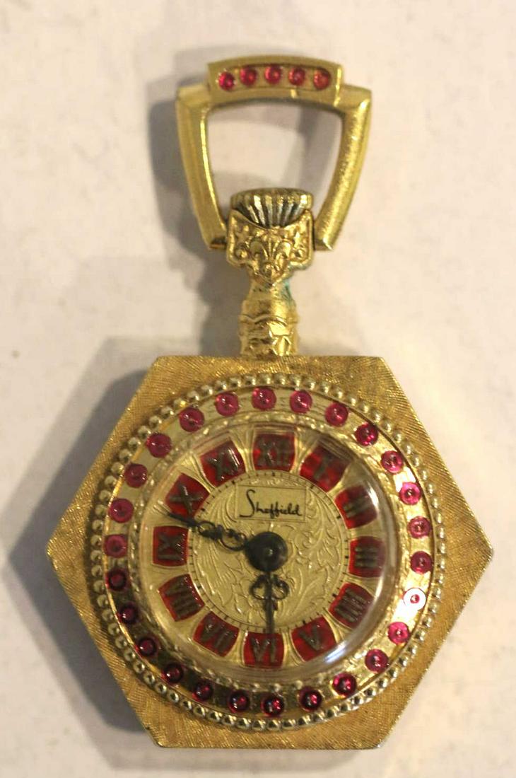 SHEFFIELD LADIES VINTAGE GOLD FOB WATCH: SHEFFIELD LADIES VINTAGE GOLD FOB WATCH