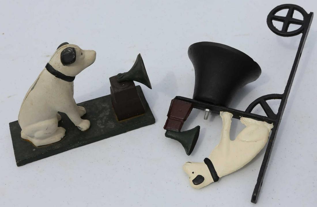 CAST IRON "NIPPER" DOG WITH PHONOGRAPH: CAST IRON RCA NIPPER DOG WITH PHONOGRAPH GROUPING