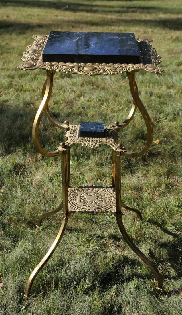 VICTORIAN MARBLE & BRASS ETEGER: VICTORIAN MARBLE & BRASS ETEGER