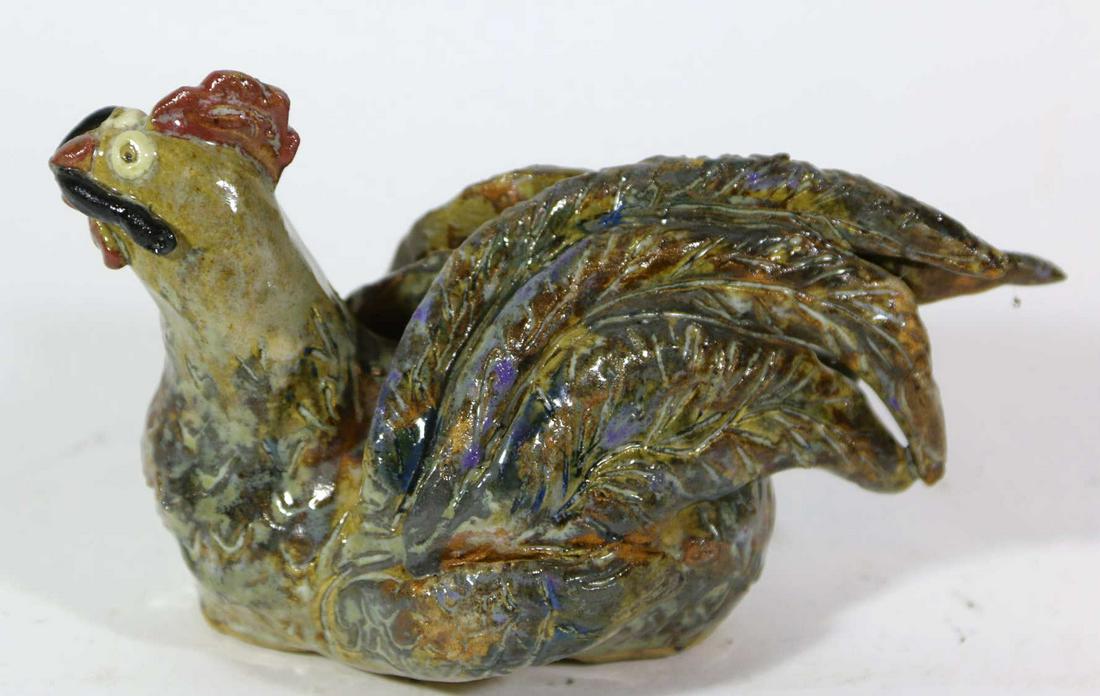 ANNA KING (NC) KINGS POTTERY FOLK ART POTTERY BIRD: ANNA KING (NC) KINGS POTTERY FOLK ART POTTERY BIRD, EARLY BIRD GETS THE WORM