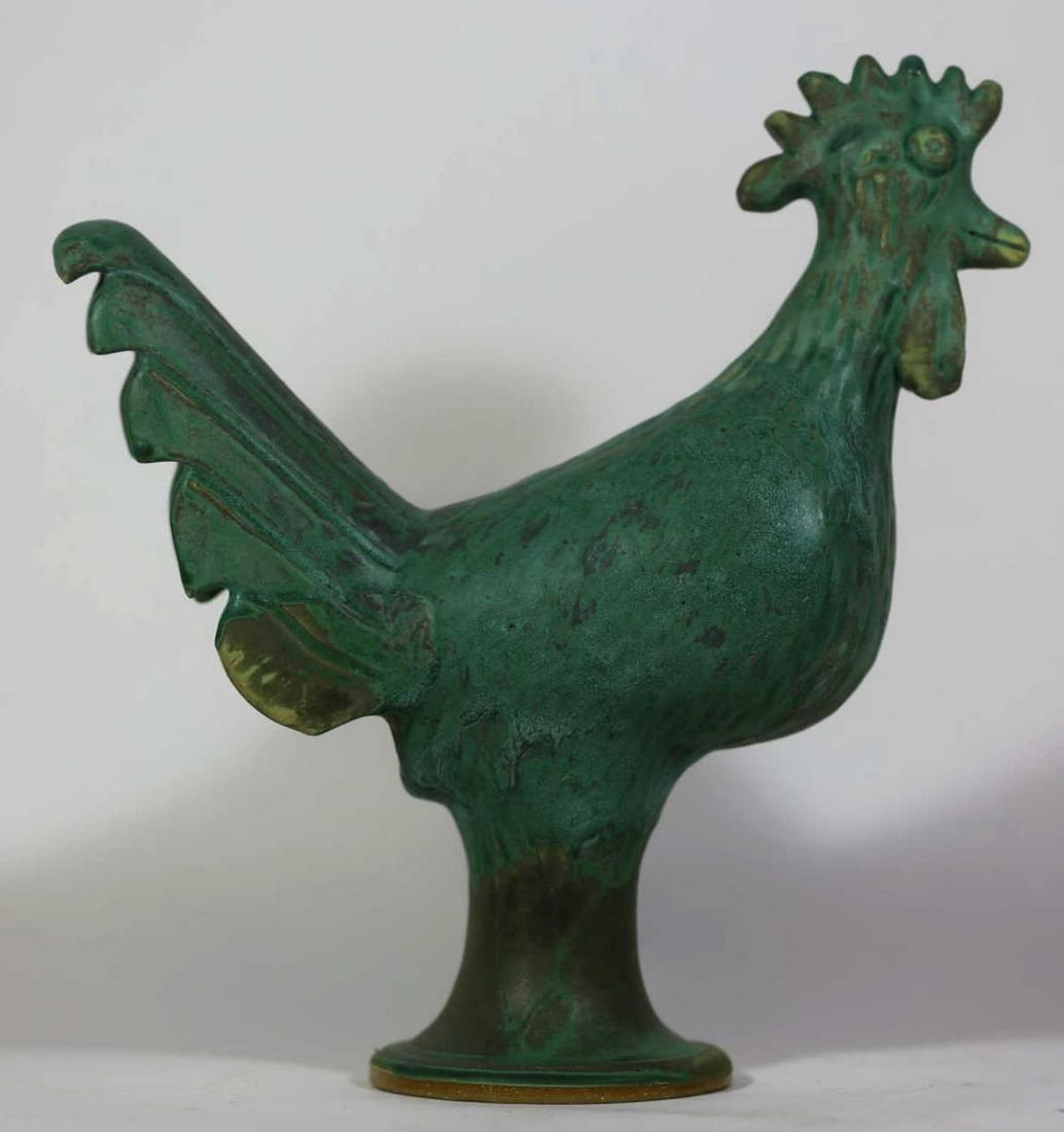 LARRY MOORE (NC) FOLK ART POTTERY ROOSTER: LARRY MOORE (NC) FOLK ART POTTERY ROOSTER #226 ON BOTTOM WITH SIGNATURE