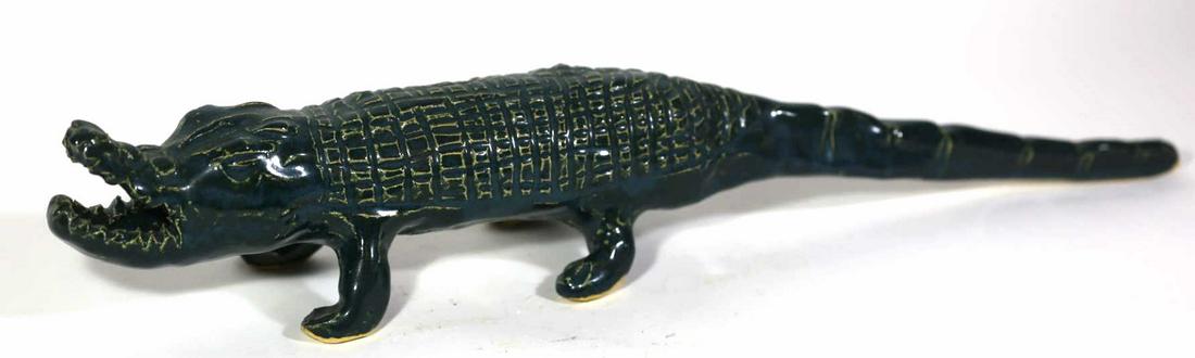 CHARLES MOORE (NC) 18" FOLK ART POTTERY ALLIGATOR: CHARLES MOORE (NC) 18" FOLK ART POTTERY ALLIGATOR