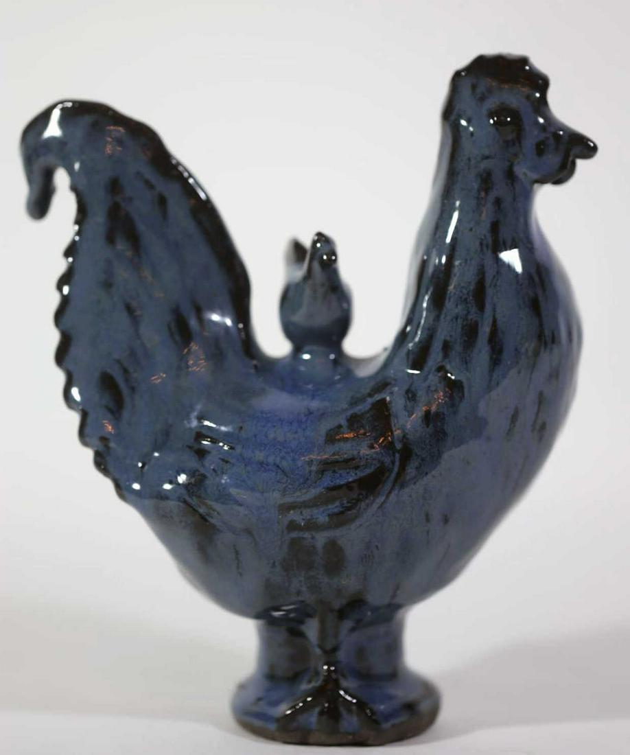 CHARLES MOORE (NC) JUGTOWN FOLK ART BLUE ROOSTER: CHARLES MOORE (NC) JUGTOWN FOLK ART BLUE ROOSTER