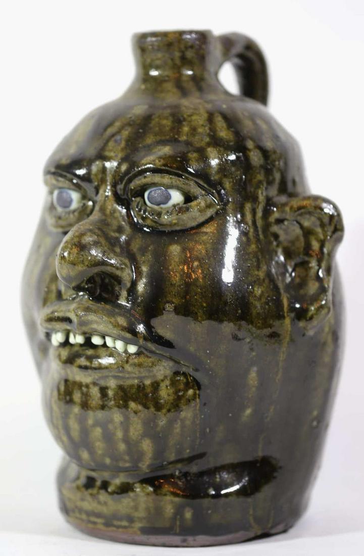 LANIER MEADERS (GA) FOLK ART POTTERY FACE JUG: LANIER MEADERS (GA) FOLK ART POTTERY FACE JUG