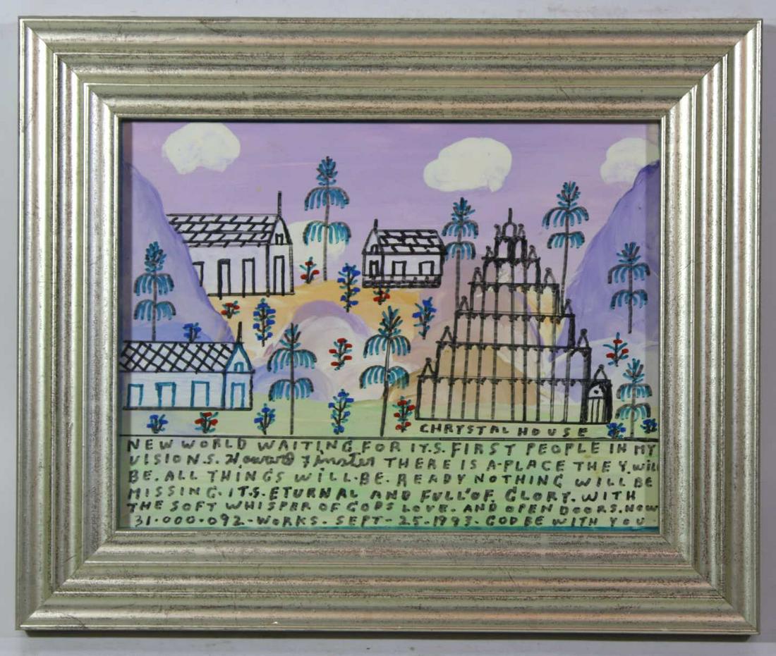 HOWARD FINSTER (AMERICAN 1916-2001) FOLK ART: HOWARD FINSTER (AMERICAN 1916-2001) FOLK ART 10.5 X 12" Howard Finster (December 2, 1916 – October 22, 2001) was an American artist and Baptist minister from Georgia. He claimed to be inspired by Go
