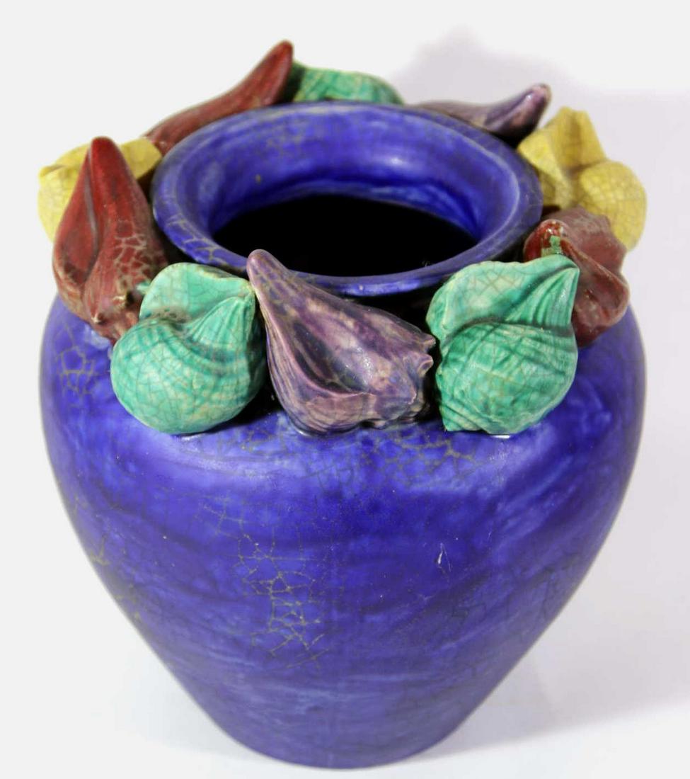 FLEUR DE TERRE 1999 11" ART POTTERY SEASHELL POT: FLEUR DE TERRE 1999 ART POTTERY SEASHELL POT