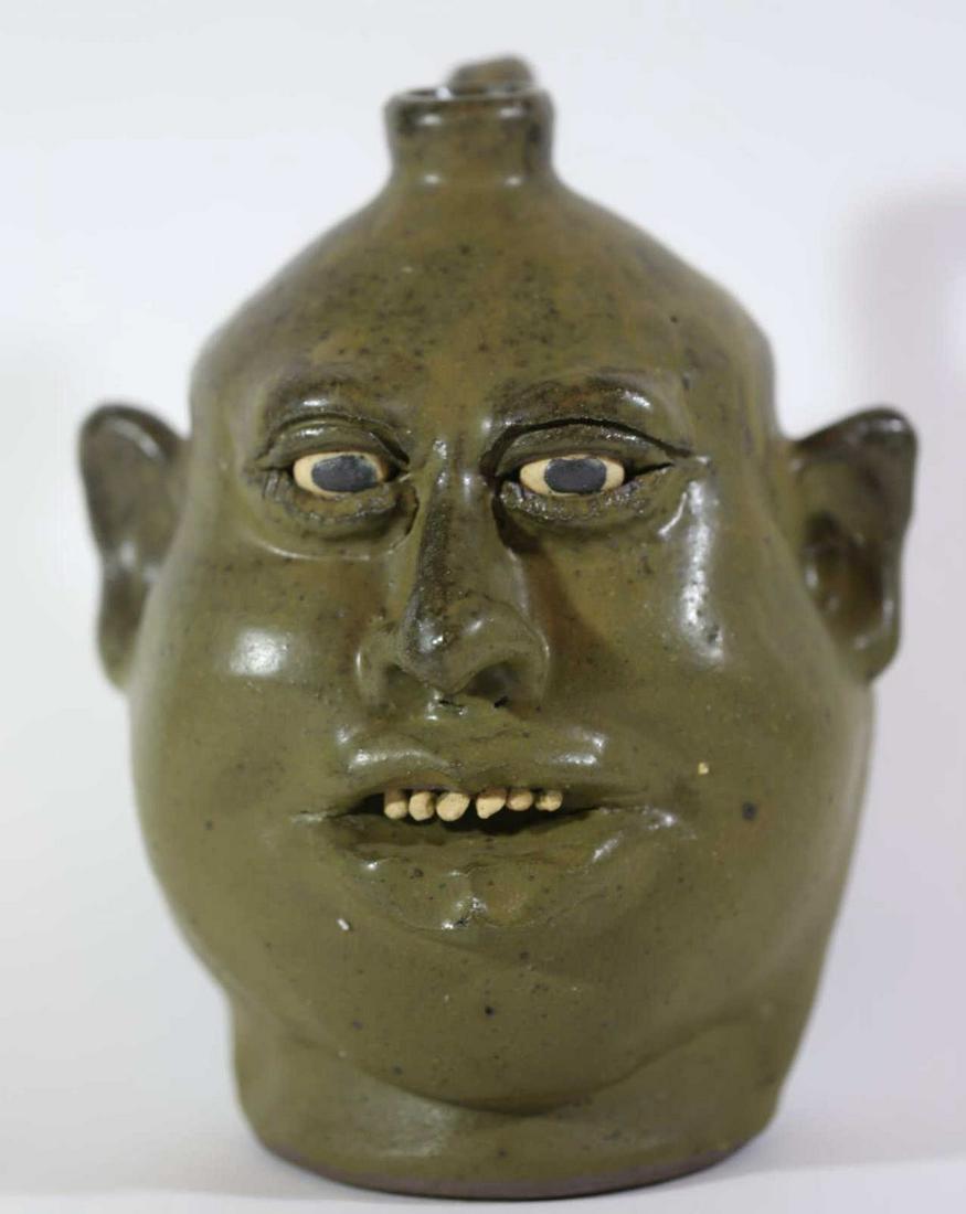LANIER MEADERS (GEORGIA) FOLK ART POTTERY FACE JUG: LANIER MEADERS (GEORGIA)FOLK ART POTTERY FACE JUG