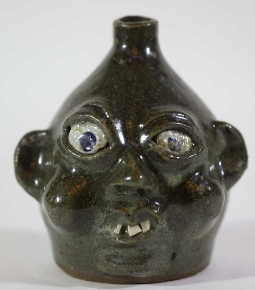 GRACE NELL HEWELL FOLK ART POTTERY FACE JUG: GRACE NELL HEWELL FOLK ART POTTERY FACE JUG