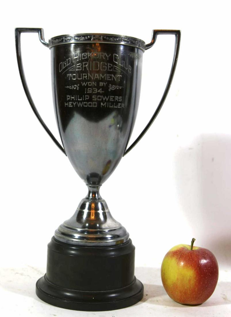 OLD HICKORY CLUB 1934 BRIDGE TOURNAMENT TROPHY: OLD HICKORY CLUB 1934 BRIDGE TOURNAMENT TROPHY