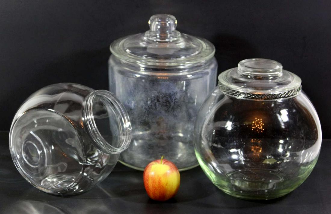 VINTAGE GLASS DIME STORE COOKIE / CANDY JARS: VINTAGE GLASS DIME STORE COOKIE / CANDY JARS