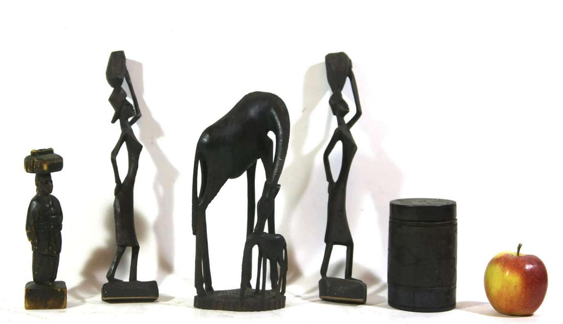 AFRICAN EBONY HAND CARVED GROUPING: AFRICAN EBONY HAND CARVED GROUPING