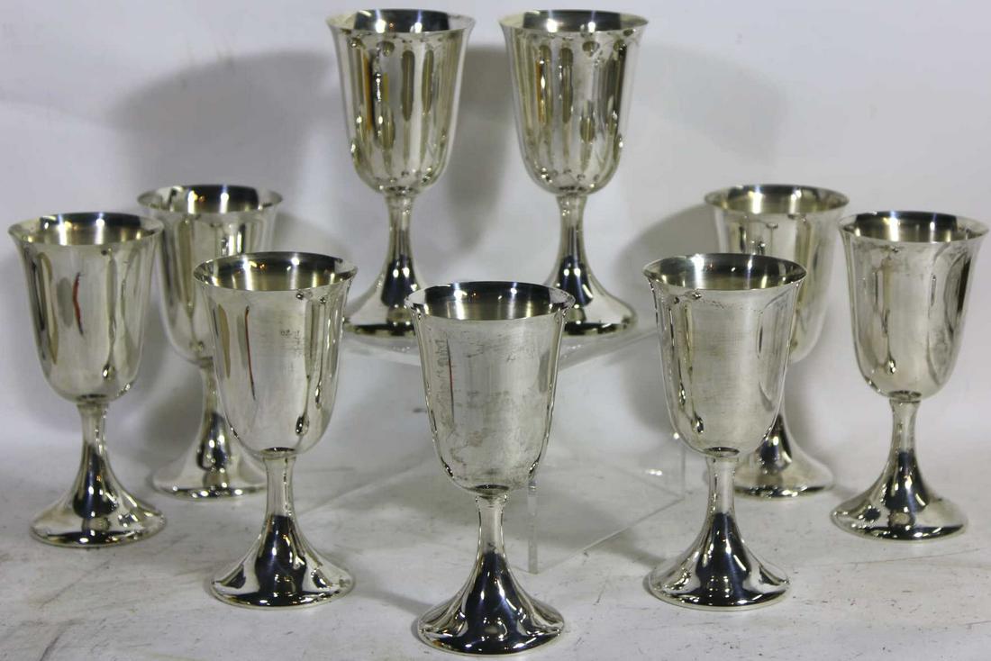 STERLING SILVER LARGE WINE GOBLETS BY TOWLE (9): STERLING SILVER LARGE WINE GOBLETS BY TOWLE SET OF 9 UN-MONOGRAMED