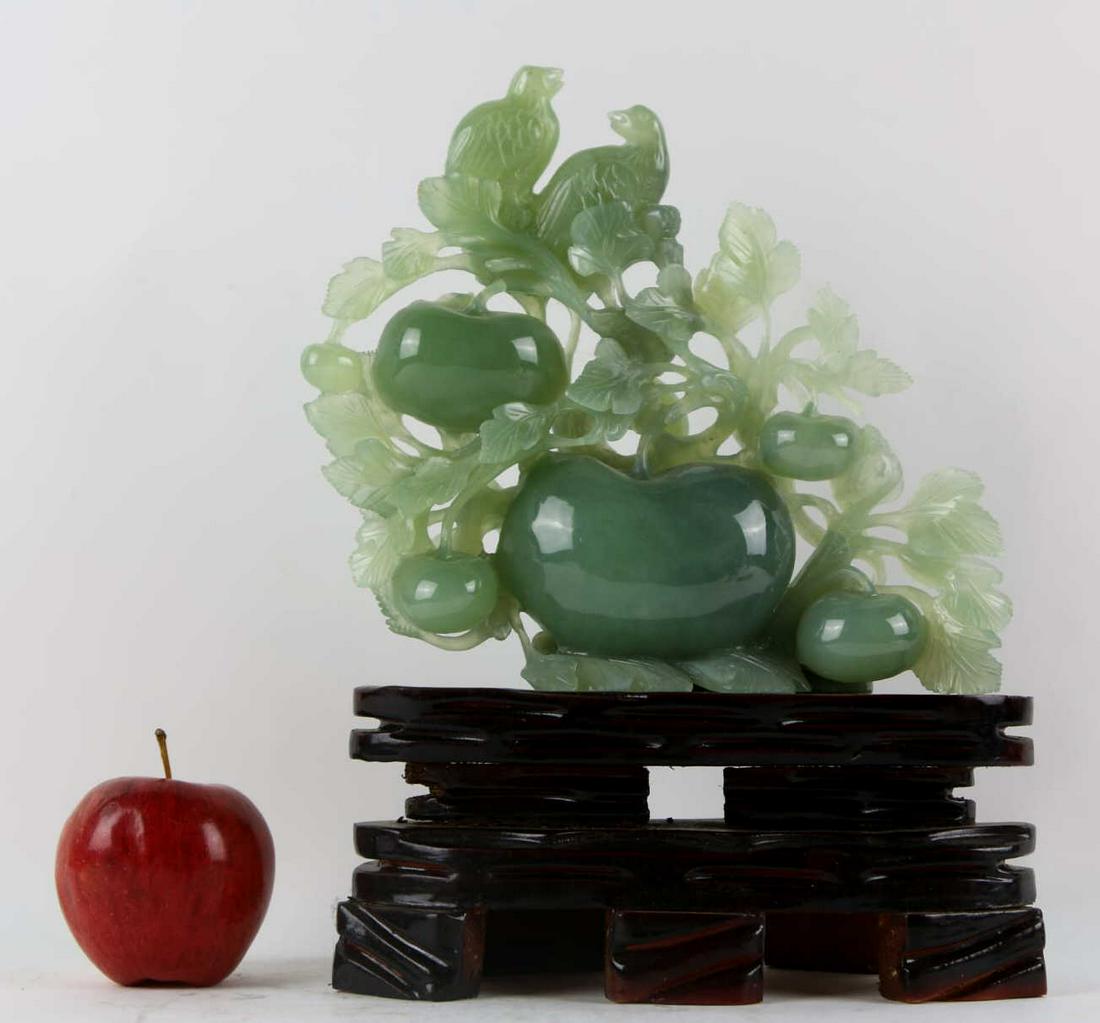 CHINESE 12" ANTIQUE JADEITE BOTANICAL SCULPTURE: CHINESE ANTIQUE JADEITE BOTANICAL SCULPTURE
