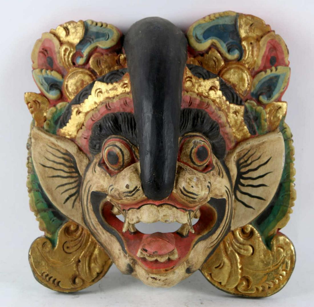 POLYCHROME BALINESE / INDONESIAN CARVED MASK: POLYCHROME BALINESE / INDONESIAN CARVED MASK